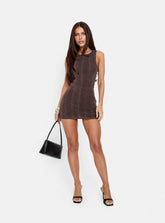 Yumiko Lurex Romper Brown Stripe