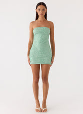 Dangerous Kind Beaded Mini Dress - Sage