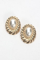 Nailah Pearl Cabochon Earrings Gold/Pearl