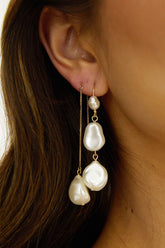 Ninette Faux Pearl Droplet Earrings Gold/Pearl