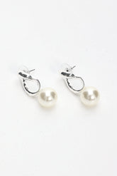 Krizia Drop Earrings Silver Pearl