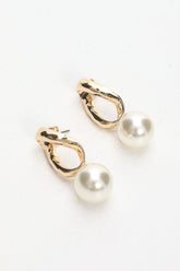 Krizia Drop Earrings Gold Pearl