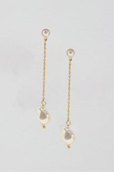 Rosamund Pearl Drop Earrings Gold