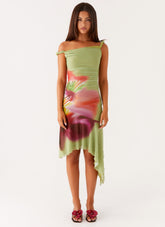Huntah Midi Dress - Green Tropical