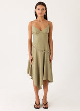 Lazure Midi Dress - Pale Olive