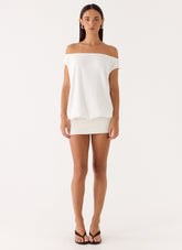 Leighken Knit Mini Dress - White