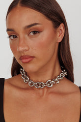 Kat Irregular Choker Necklace Dark Silver