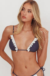 Josie Triangle String Fril Bikini Top Polka Dot