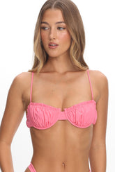 Gold Coast Gathered Bust Bikini Top Pink