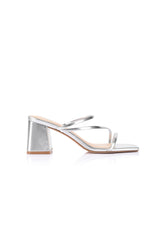 ShirtJersey Stanford Block Heel Mules Silver Metallic