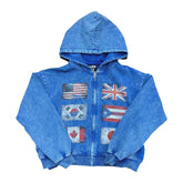 Floor 914 Flag Zip Up Hoodie Blue