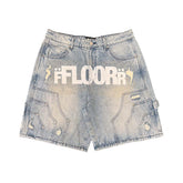 Floor 914 Uniform Jean Shorts Light Wash Blue