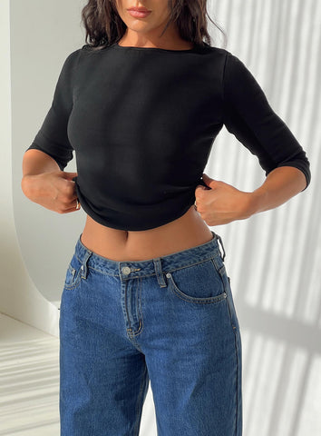 Elaia 3/4 Sleeve Top Black
