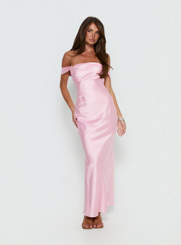 Azura Off The Shoulder Maxi Dress Pink
