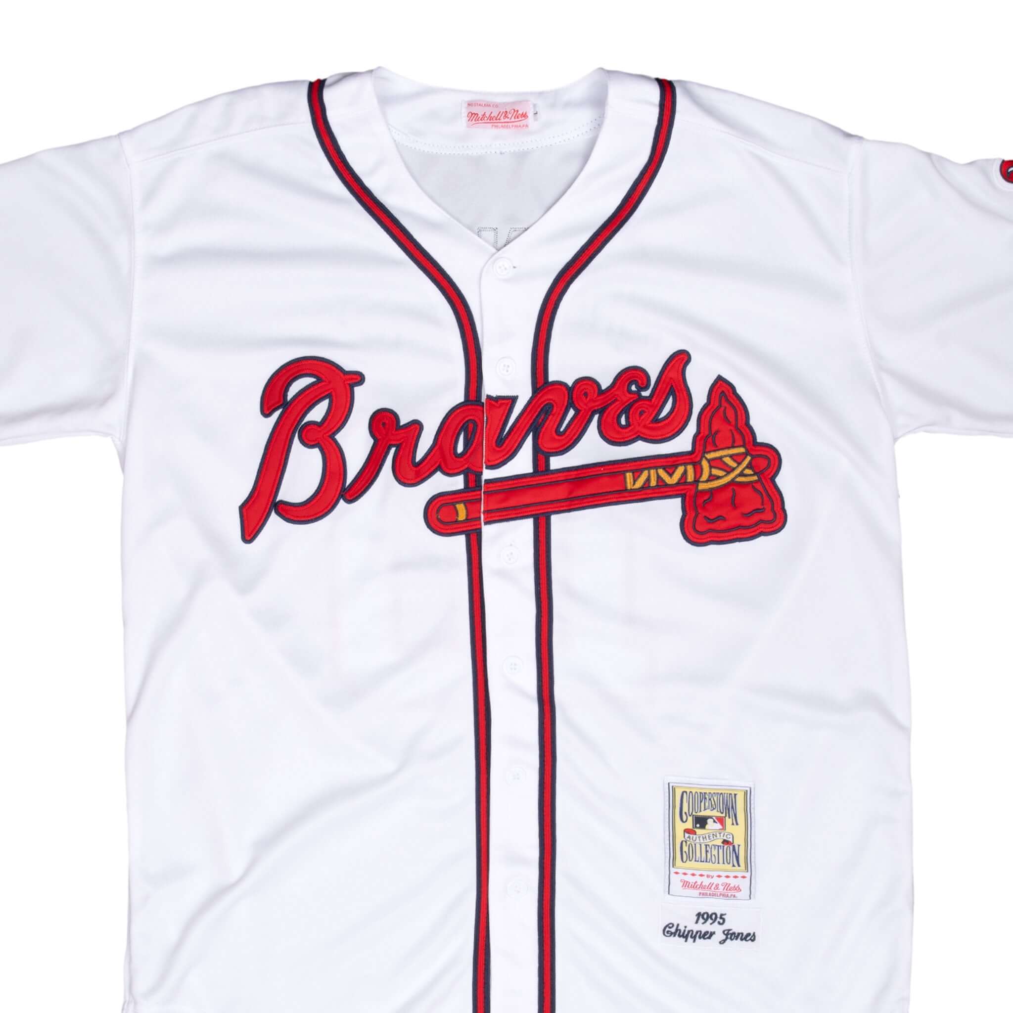 VINTAGE MLB ATLANTA BRAVES CHIPPER JONES #10 MITCHELL & NESS JERSEY 1995 LARGE