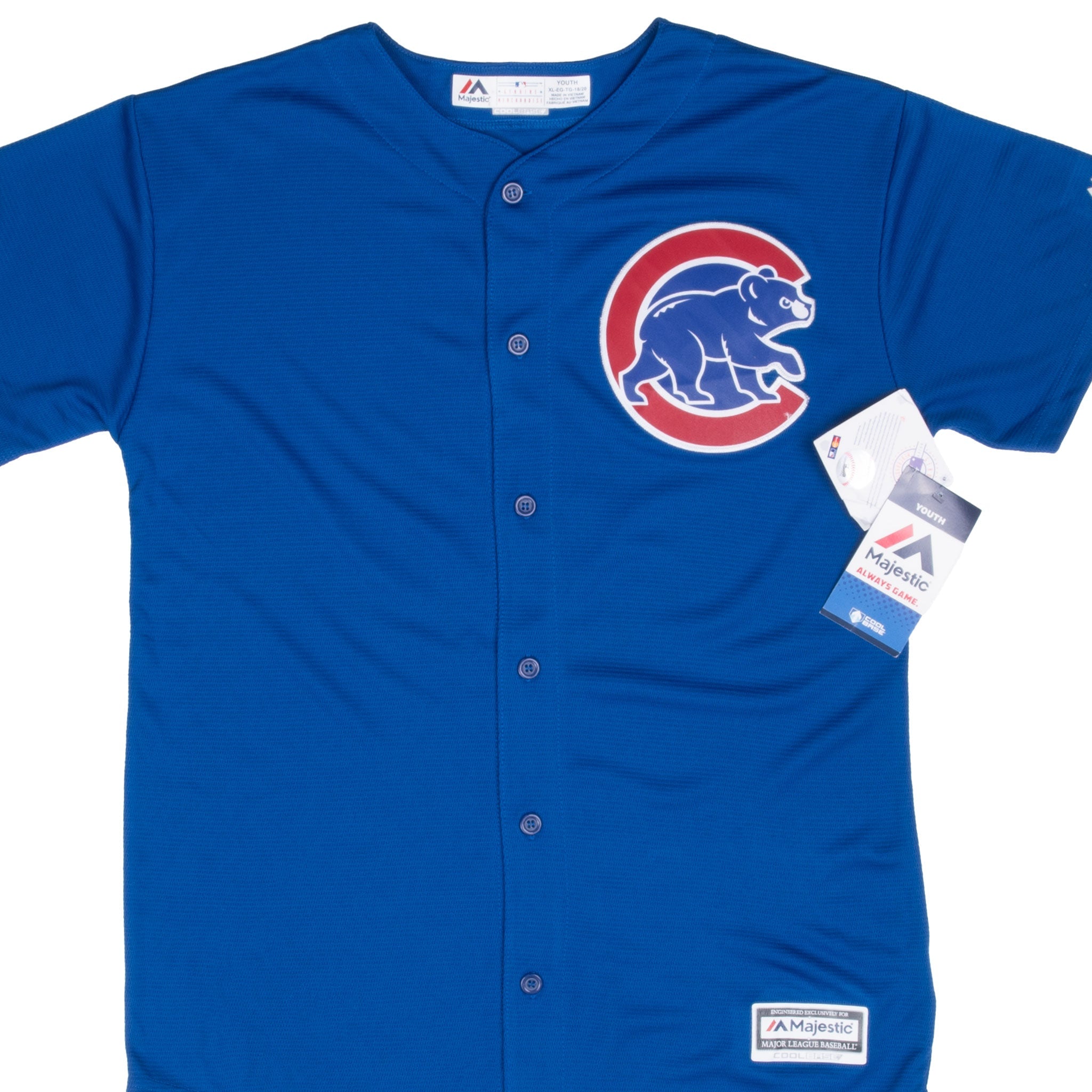 VINTAGE MLB CHICAGO CUBS BAEZ #9 MAJESTIC JERSEY 2000S SIZE XL YOUTH DEADSTOCK