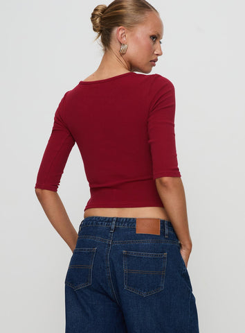 Elaia 3/4 Sleeve Top Red