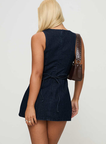 Ainsleigh Shift Denim Playsuit Dark Wash