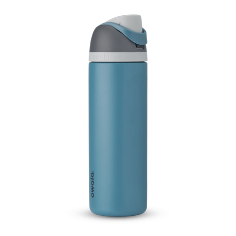 Owala FreeSip Insulated Stainless Steel Water Bottle with Straw for Sports and Travel. BPA-Free. 24-oz. Grey/Blue