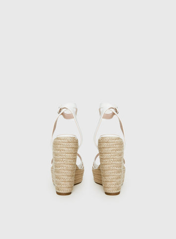 Jesper Espadrille Wedged Heels White Croc