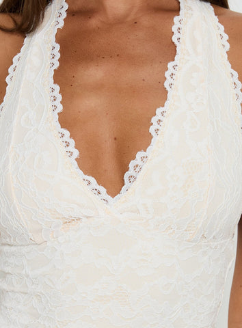 Nataliana Lace Halter Mini Dress White
