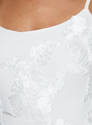 Kareina Scoop Emrboidered Mini Dress White