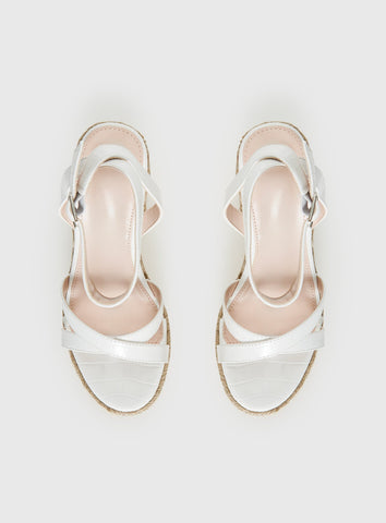 Jesper Espadrille Wedged Heels White Croc