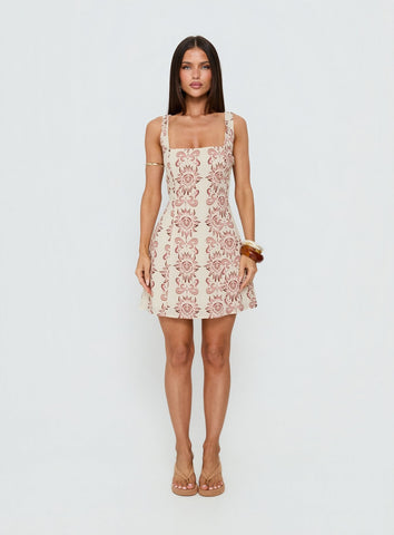 Maris Mini Dress Cream / Pink
