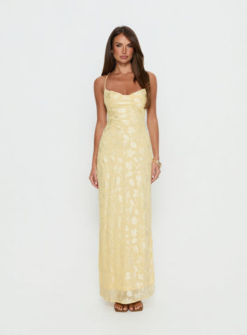 Celena Maxi Dress Lemon Burnout