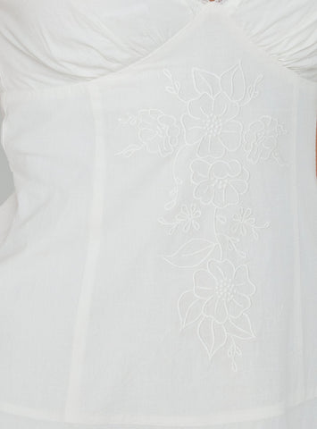 Splashy Lace Trim Mini Dress White