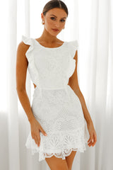 Jackie Pinafore Filigree Lace Dress White