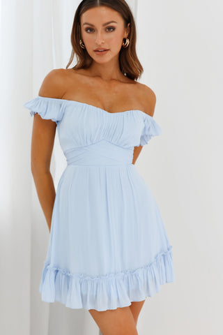 Linka Off-Shoulder Tie Back Dress Steel Blue