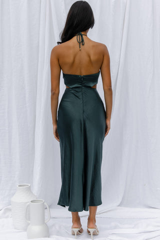 Social Butterfly Cut-Out Waist Midi Dress Jade