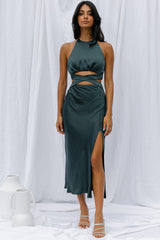 Social Butterfly Cut-Out Waist Midi Dress Jade