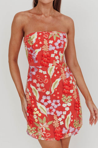 In Paris Embroidered Floral Mini Dress Orange