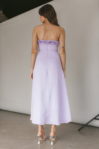 Under The Sun Tied Bust Midi Dress Lilac