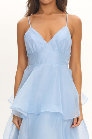 Made For You Tiered Ruffle Midi Dress Blue