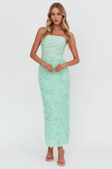 Love & Honor Textured Floral Maxi Dress Sage