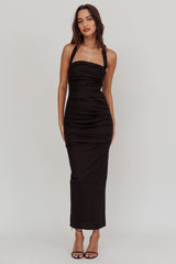 Scout Halterneck Ruched Maxi Dress Black