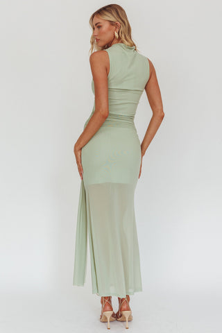 Girl's Night Waist Sash Maxi Dress Sage