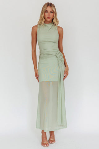 Girl's Night Waist Sash Maxi Dress Sage
