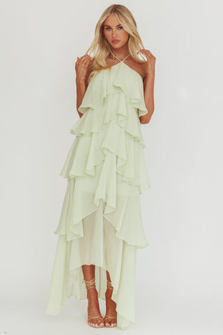 Darylyn Tiered Ruffle Maxi Dress Sage