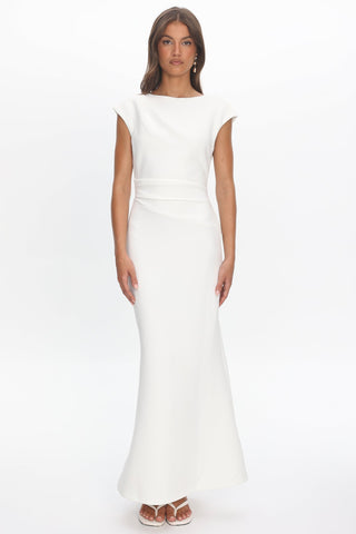 Zarae Cap Sleeve Surplice Back Maxi Dress White