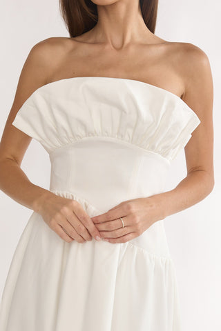 Ilianah Frill Bust Asymmetric Hem Maxi Dress Off White