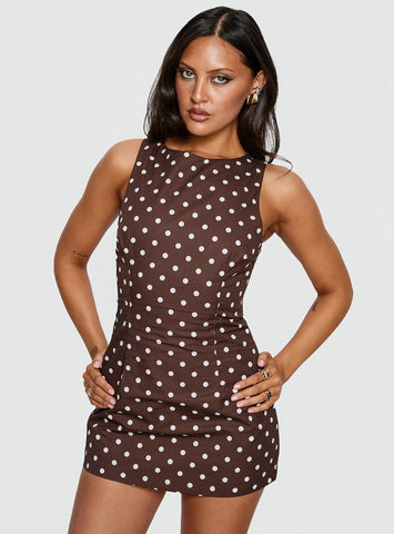 Yumiko Romper Brown Polka Dot