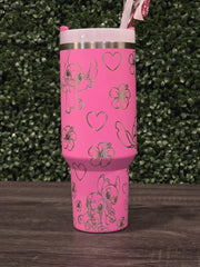 2025 Stanley Cup 40oz Angel & Stitch Lilo Pink Gift Quencher Stanley Tumbler