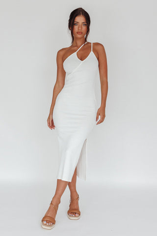 Planets Align Double Strap Midi Dress White