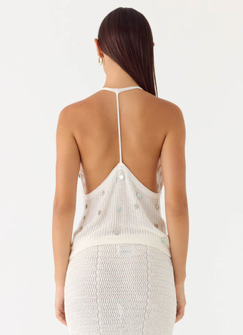 Adelaida Beaded Crochet Top - Ivory