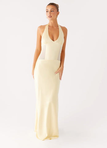 Ambre Mesh Panel Maxi Dress - Yellow