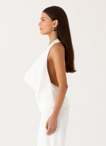 Ashika Studded Top - White